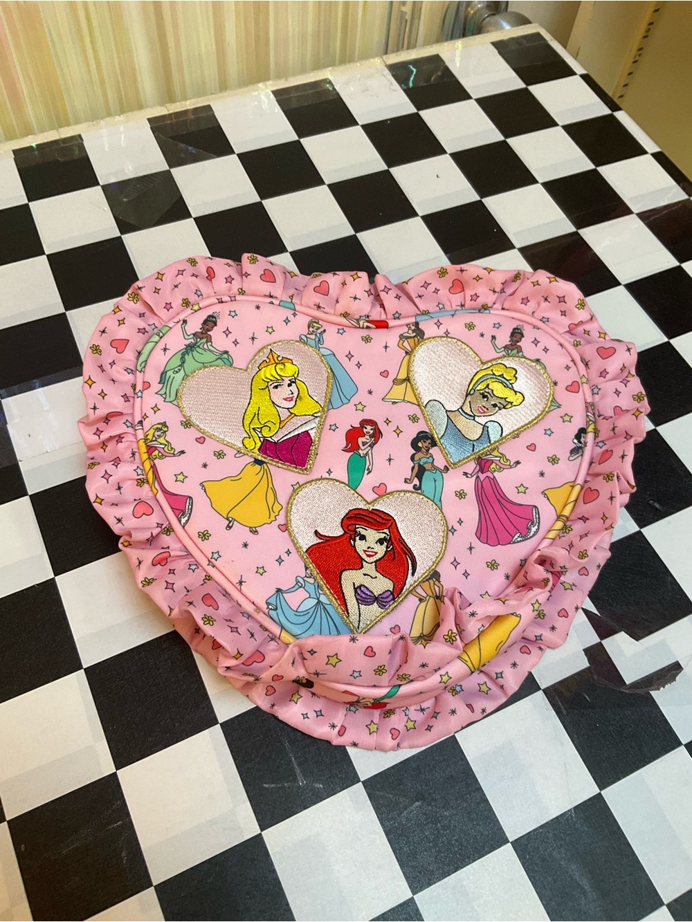 Disney Pink Heart-Shaped Princess Cushion